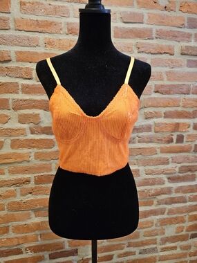 Women's Orange Sequin Crop Top - Unbranded